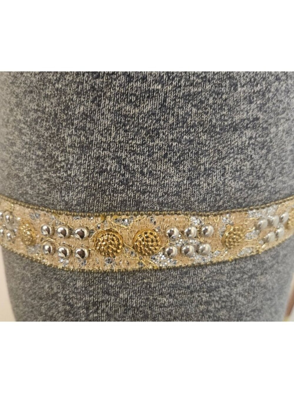 Vintage Beaded Waist Belt Womens Size M/L Gold Silver Accents Goldtone Buckle - Picture 8 of 10
